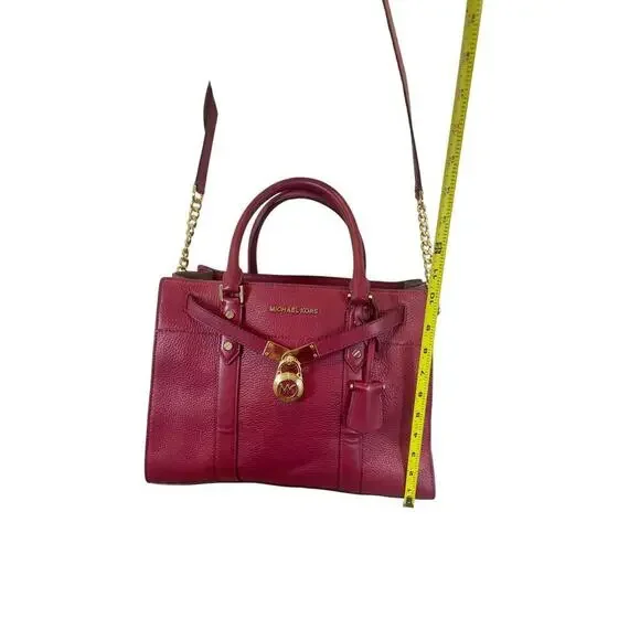 MICHAEL KORS NOUVEAU LARGE SATCHEL BAG PADLOCK KEY CROSSBODY BERRY VERSATILE - Picture 11 of 16